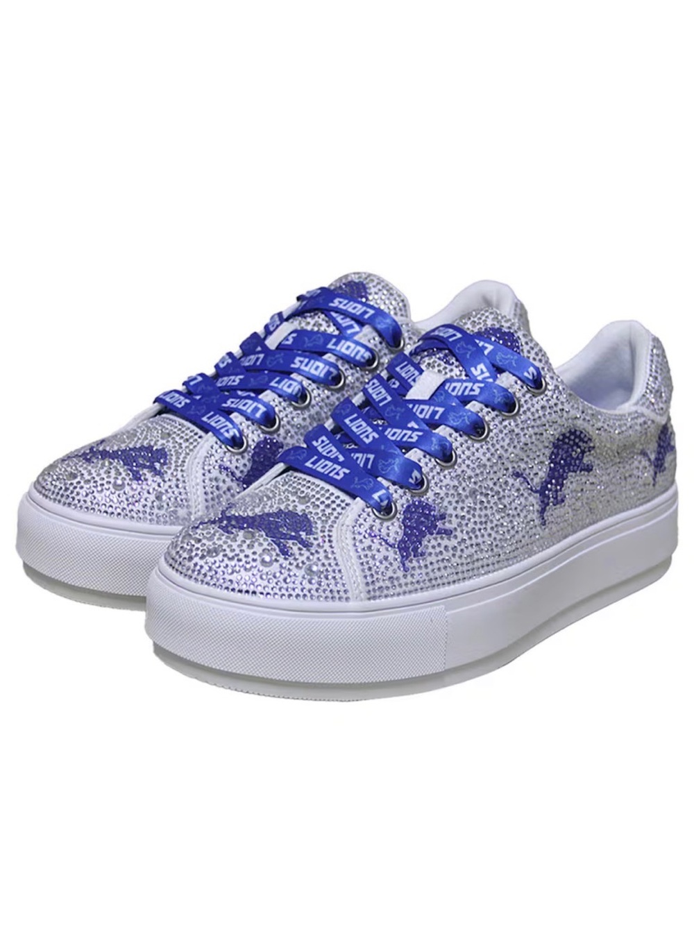 Detroit Lions Cuce Women’s Crystal Team Logo Sneakers - White